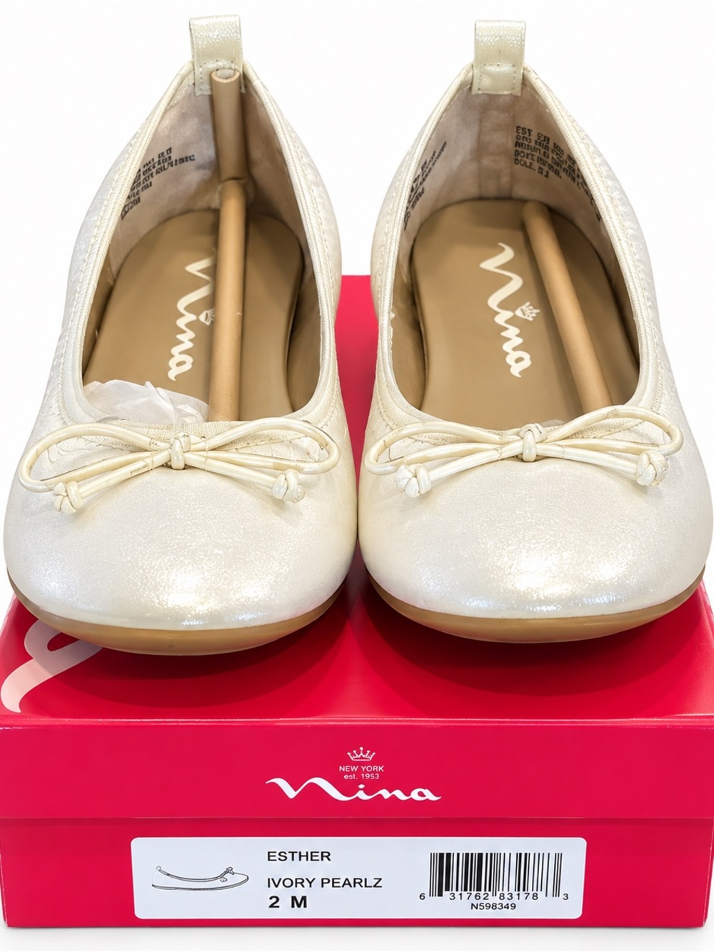 Nina Ivory Pearl Ballet Flats with Bow